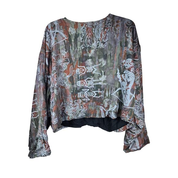 EX Primitive Simple People Batik Hand-Made Button-Front Rayon Jacket L Lagenlook - Picture 2 of 6